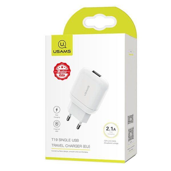 Зарядное устройство сетевое USAMS US-CC077 T19 Single USB Travel Charger US Plug