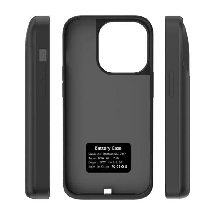 Чехол-зарядка для iPhone 15 Plus 6000 mAh black