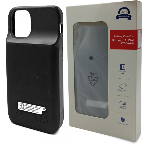 Чехол-аккумулятор для iPhone 12 Mini (4700 mAh) Black