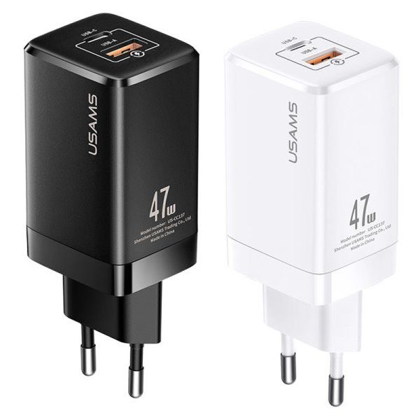Зарядное устройство сетевое Usams US-CC137 T41 47W GaN PD + QC Mini
