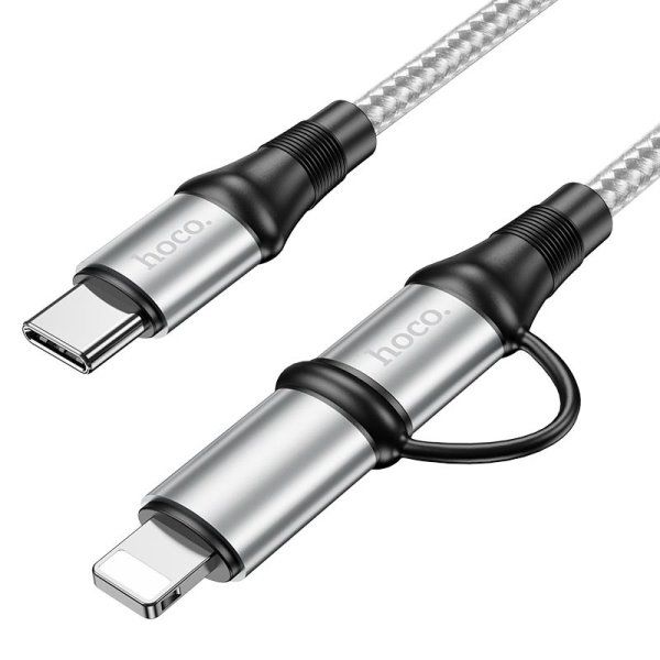 Дата кабель Hoco X50 2 in 1 Exquisito PD 60W Type-C to Lightning/Type-C 3A (1m)