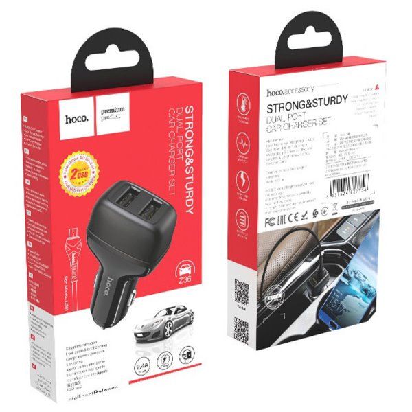 Автомобильное зарядное устройство Hoco Z36 (2USB/2.4A) + MicroUSB