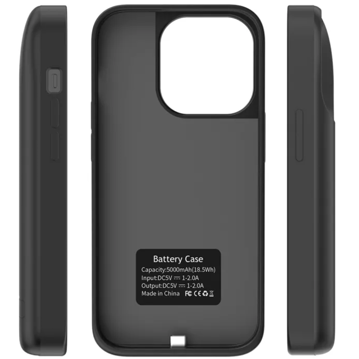 Чехол-зарядка для iPhone 15 5000 mAh black