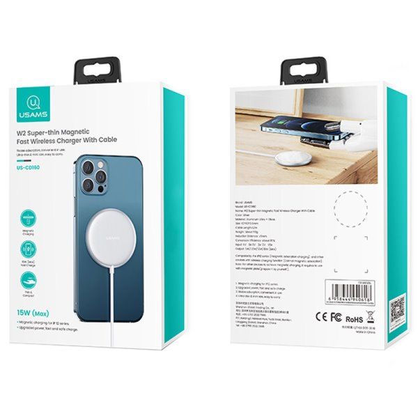 Беспроводное зарядное устройство Usams US-CD160 W2,15W, Type-C (магнитный)