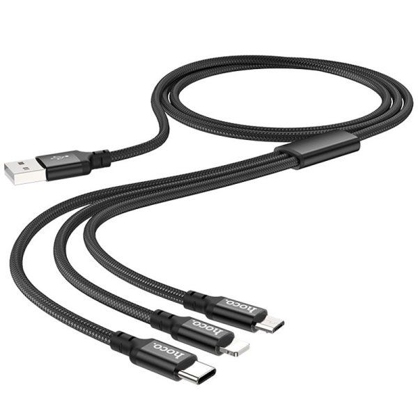 Дата кабель Hoco X14 Times Speed 3in1 (Lightning+Micro USB+Type-C) (1m)