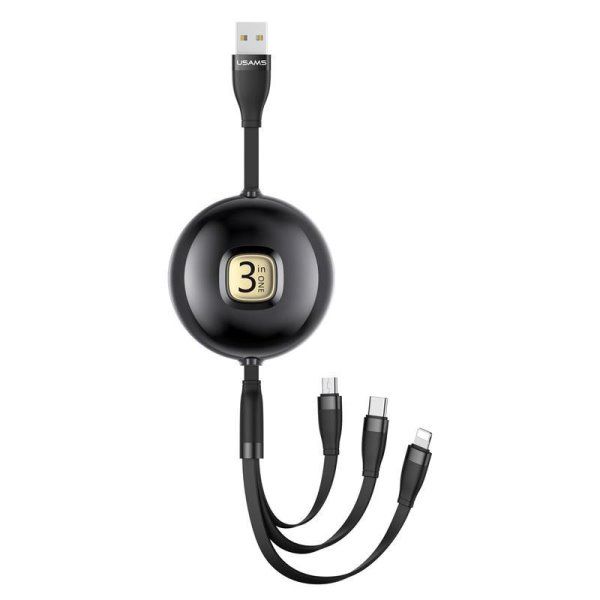 Дата кабель Usams US-SJ508 U69 3IN1 Retractable Cable 1m