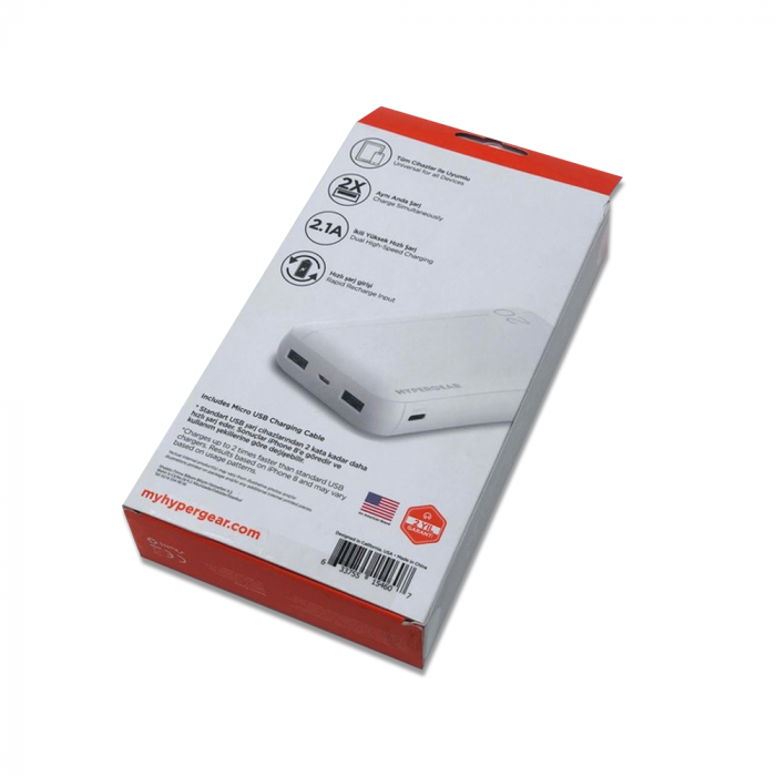 Power Bank Hypergear White Dual Usb (20000 mAh)