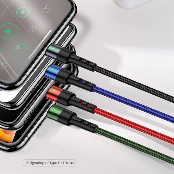 Дата кабель Usams US-SJ411 U26 4in1 USB to Combo 2A (0.35m)