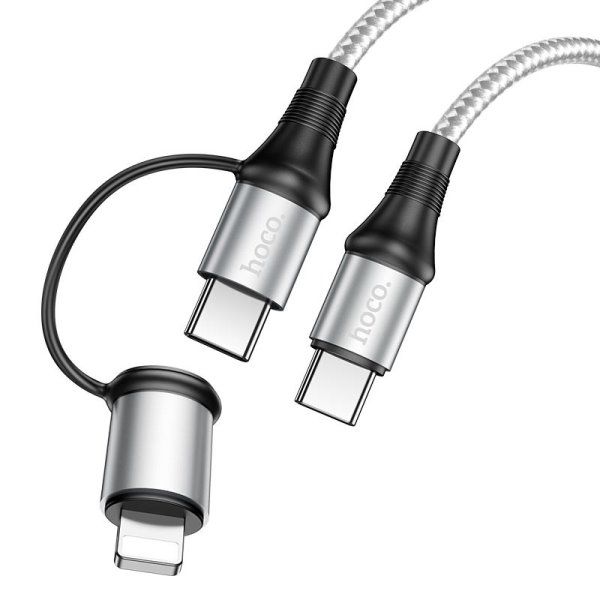 Дата кабель Hoco X50 2 in 1 Exquisito PD 60W Type-C to Lightning/Type-C 3A (1m)