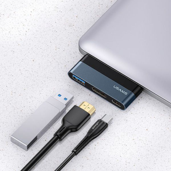 Переходник HUB Usams US-SJ492 Type-C Mini Hub (USB + HDMI + Type-C)