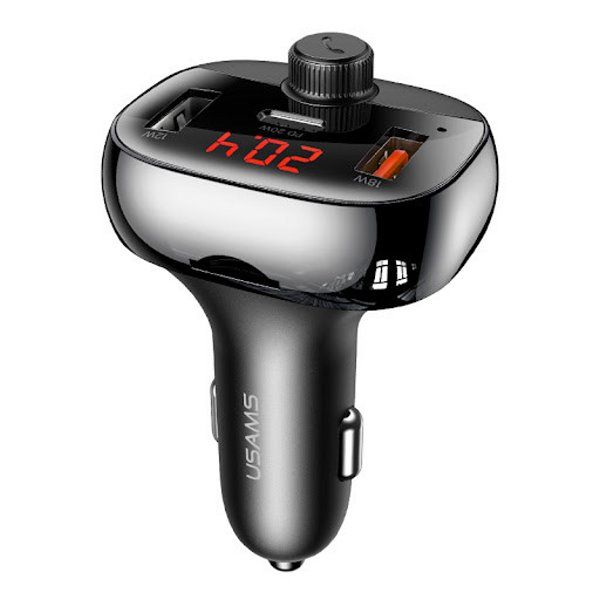 Автомобильное зарядное устройство Usams US-CC143 C25 50W 2A+C 3 Ports Digital Display Wireless FM Car Charger
