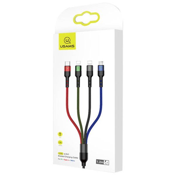 Дата кабель Usams US-SJ411 U26 4in1 USB to Combo 2A (0.35m)