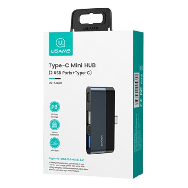 Переходник HUB Usams US-SJ490 Type-C Mini Hub (2USB port + Type-C)