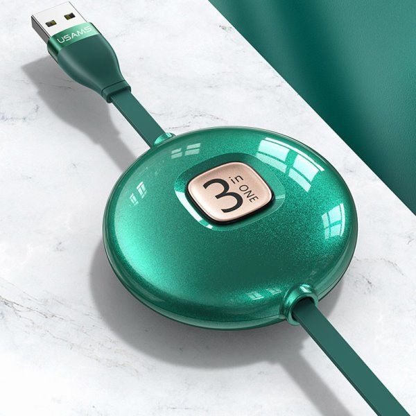 Дата кабель Usams US-SJ508 U69 3IN1 Retractable Cable 1m