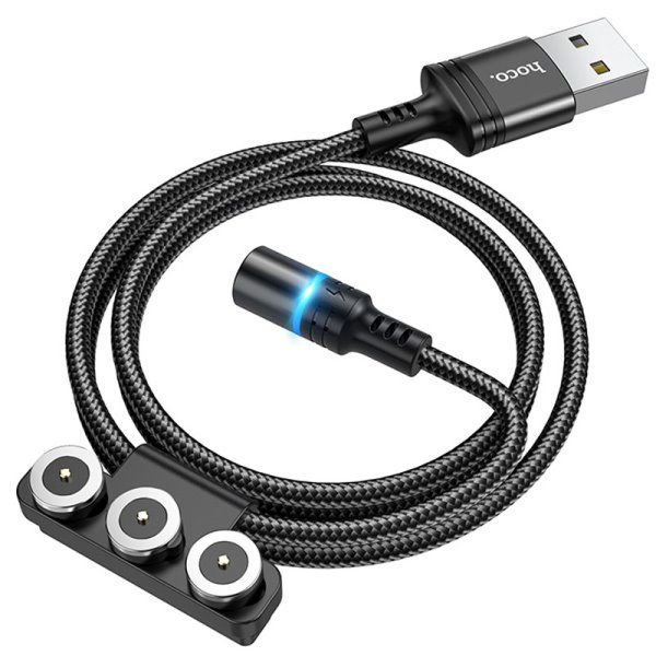 Дата кабель Hoco DU42 Magnetic 3in1 Lightning-microUSB-Type-C (1m)