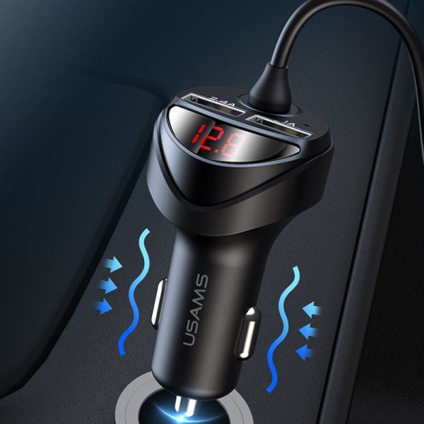 Автомобильное зарядное устройство Usams US-CC119 C22 (2USB/3.4A) + 3in1 combo кабель