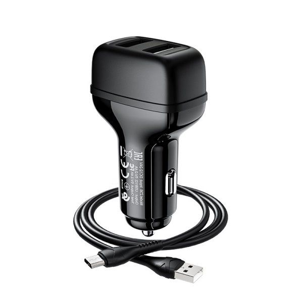Автомобильное зарядное устройство Hoco Z36 (2USB/2.4A) + MicroUSB