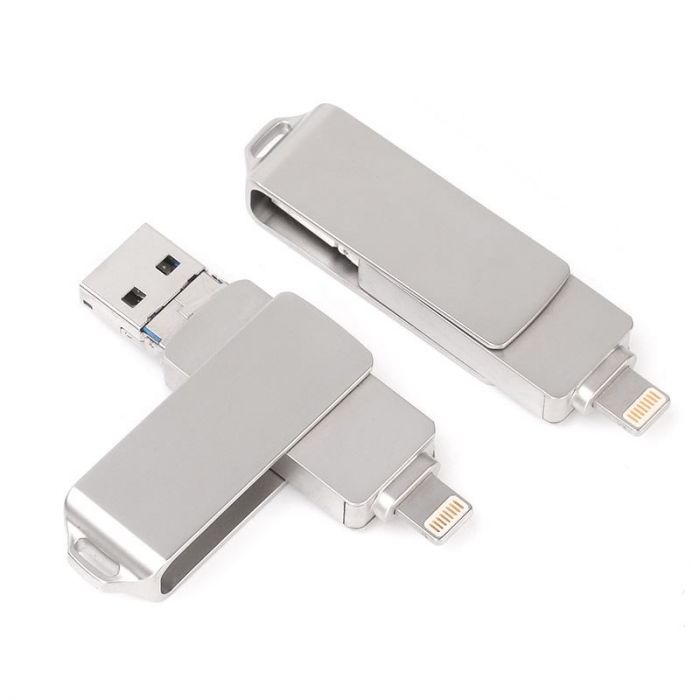Портативный флеш-накопитель XON FlashDrive MultiConnect 128GB (USB 3.0 + Type-C + MicroUSB) Silver