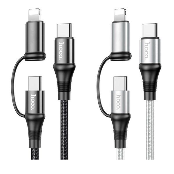 Дата кабель Hoco X50 2 in 1 Exquisito PD 60W Type-C to Lightning/Type-C 3A (1m)