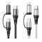 Дата кабель Hoco X50 2 in 1 Exquisito PD 60W Type-C to Lightning/Type-C 3A (1m)
