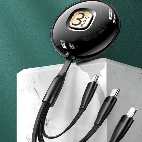 Дата кабель Usams US-SJ508 U69 3IN1 Retractable Cable 1m