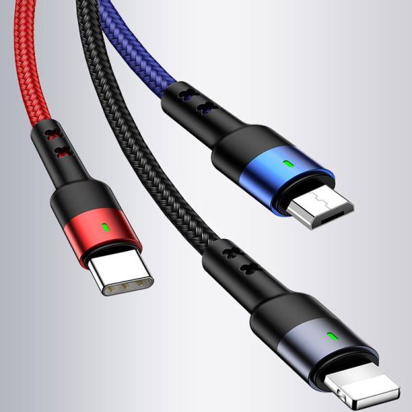 Дата кабель Usams US-SJ410 U26 3in1 USB to Combo 2A (0.35m)