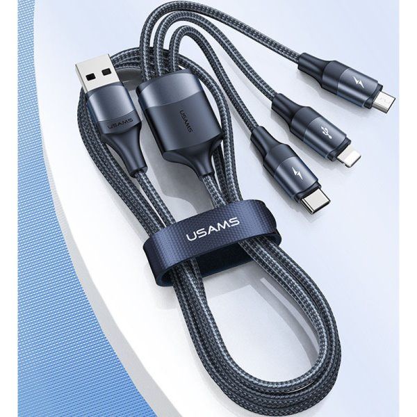 Дата кабель Usams US-SJ515 U73 3IN1 Aluminum Alloy Cable 1.2m