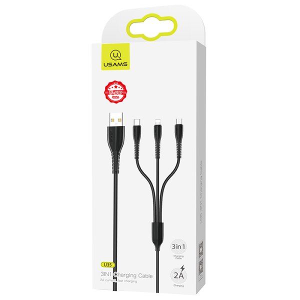 Дата кабель Usams US-SJ367 U35 3in1 USB to Combo 2A (1m)