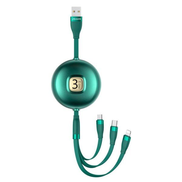 Дата кабель Usams US-SJ508 U69 3IN1 Retractable Cable 1m