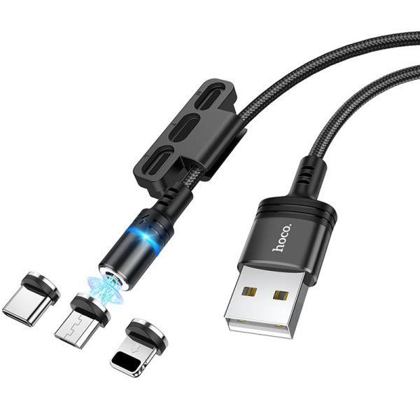 Дата кабель Hoco DU42 Magnetic 3in1 Lightning-microUSB-Type-C (1m)