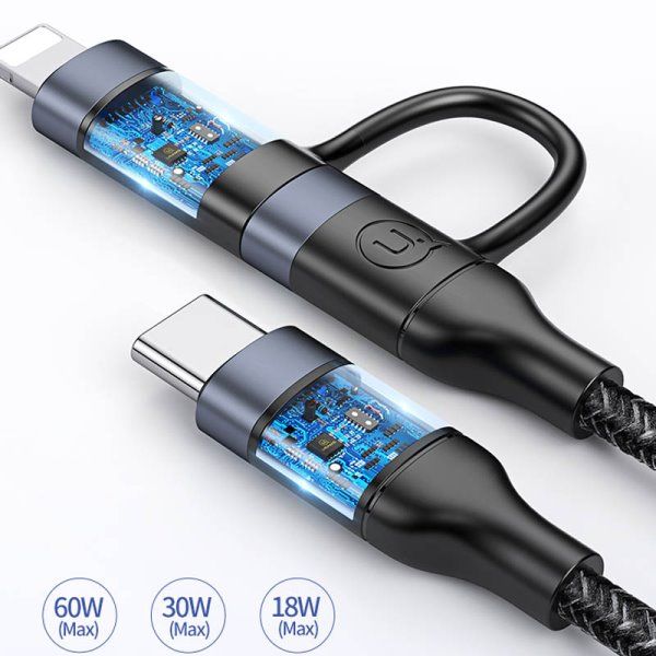 Дата кабель Usams US-SJ403 U31 60W Fast charging Type-C to Type-C / Lightning (1.2m)