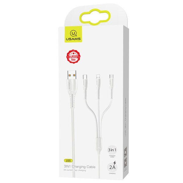 Дата кабель Usams US-SJ364 U35 USB to Lightning 2A (1m)