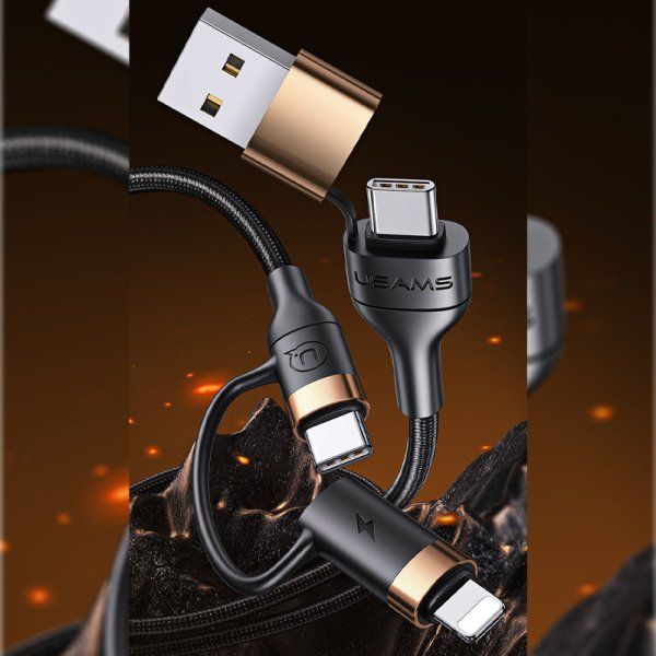 Дата кабель Usams US-SJ483 U62 USB + Type-C to Type-C + Lightning PD (1.2m)