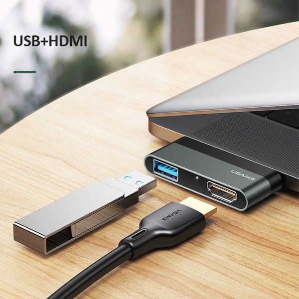 Переходник HUB Usams US-SJ462 Type-C Mini Hub (USB + HDMI)