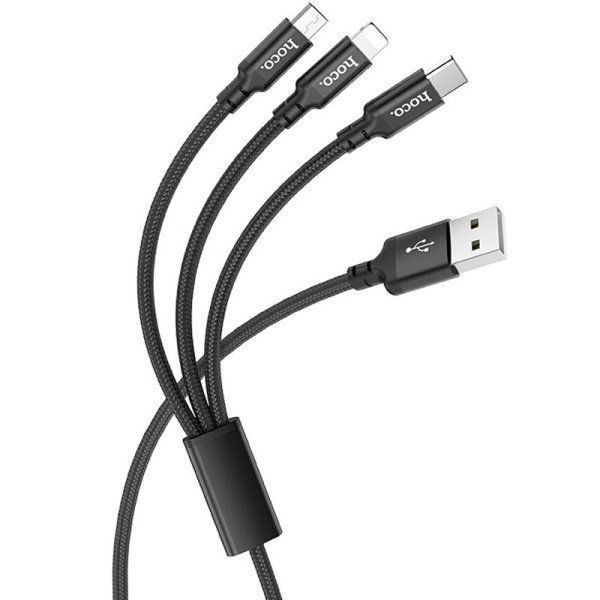 Дата кабель Hoco X14 Times Speed 3in1 (Lightning+Micro USB+Type-C) (1m)