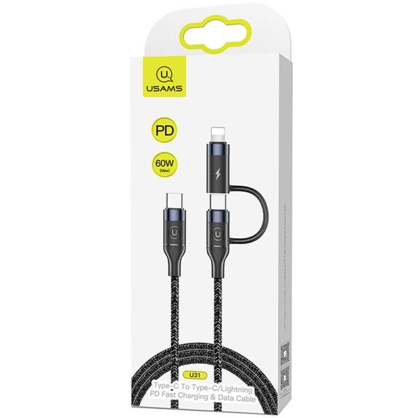 Дата кабель Usams US-SJ403 U31 60W Fast charging Type-C to Type-C / Lightning (1.2m)
