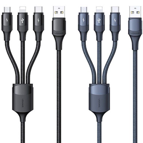 Дата кабель Usams US-SJ515 U73 3IN1 Aluminum Alloy Cable 1.2m