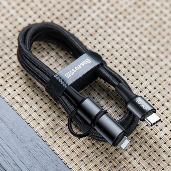 Дата кабель Baseus Twins 2in1 cable Type-C to Type-C 60W (20V/3A) + Lightning 18W (9V/2A) (1m)