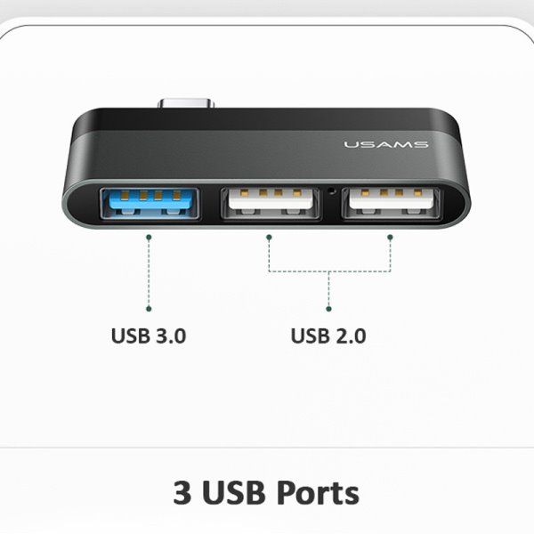 Переходник HUB Usams US-SJ461 Type-C to 3 USB port